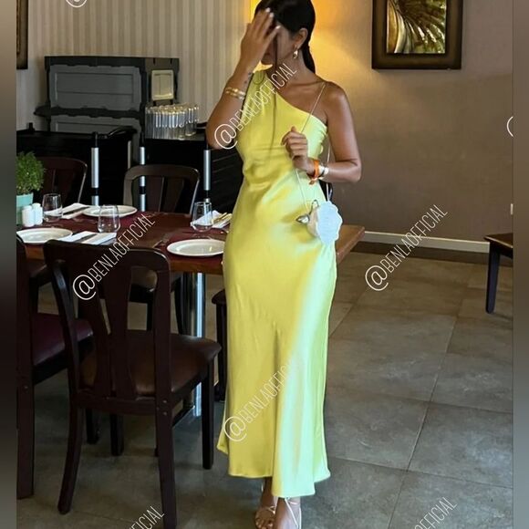 NWT ZARA SATIN EFFECT ASYMMETRIC DRESS - Picture 4 of 15